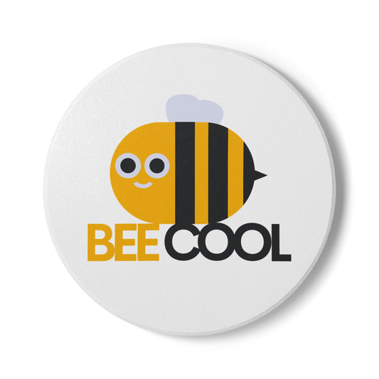 Bee Cool Ceramic Coaster - Cute Bee Design, Fun Drink Coaster for Home Decor, Gift for Bee Lovers, Summer Party Decor, Kitchen Essentials