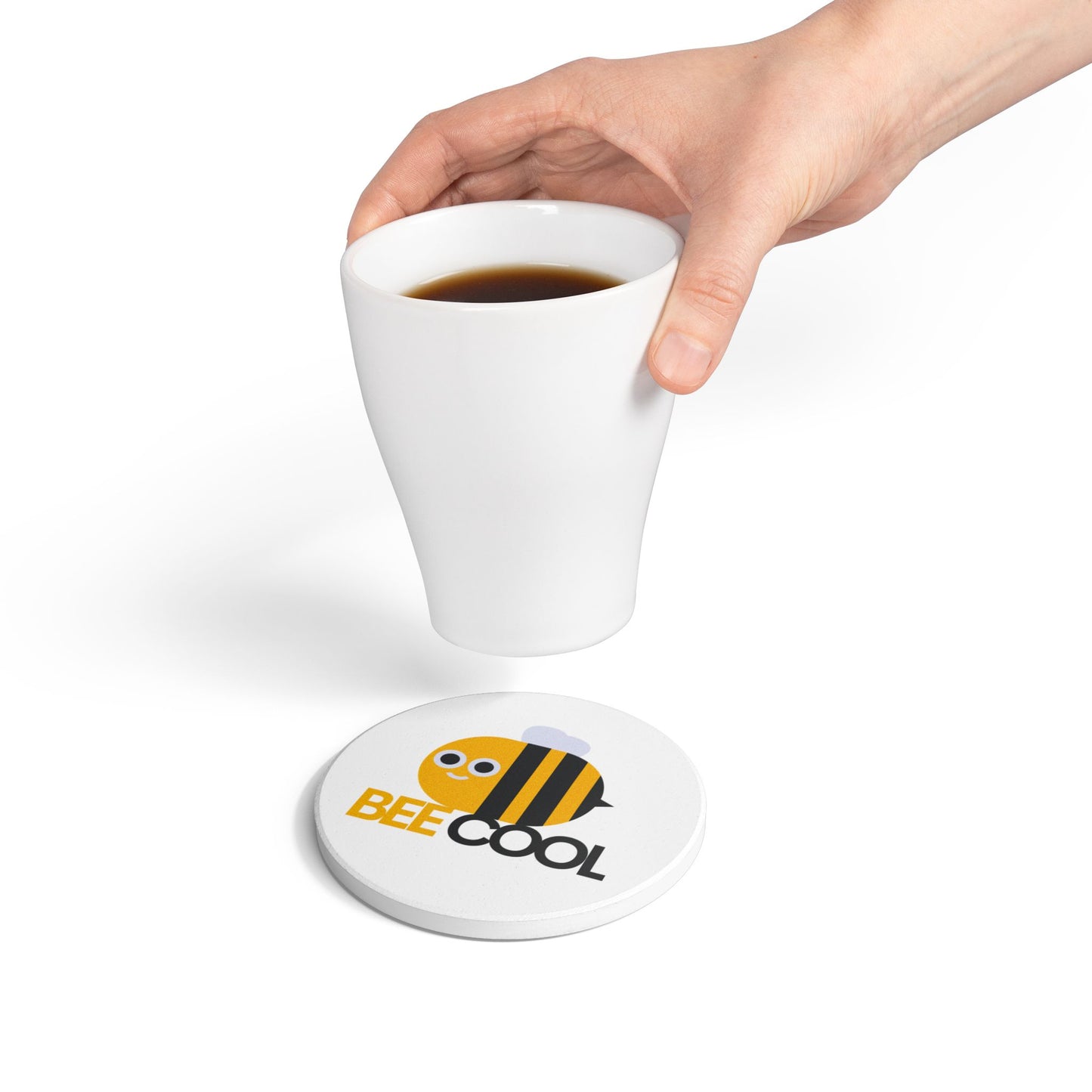 Bee Cool Ceramic Coaster - Cute Bee Design, Fun Drink Coaster for Home Decor, Gift for Bee Lovers, Summer Party Decor, Kitchen Essentials
