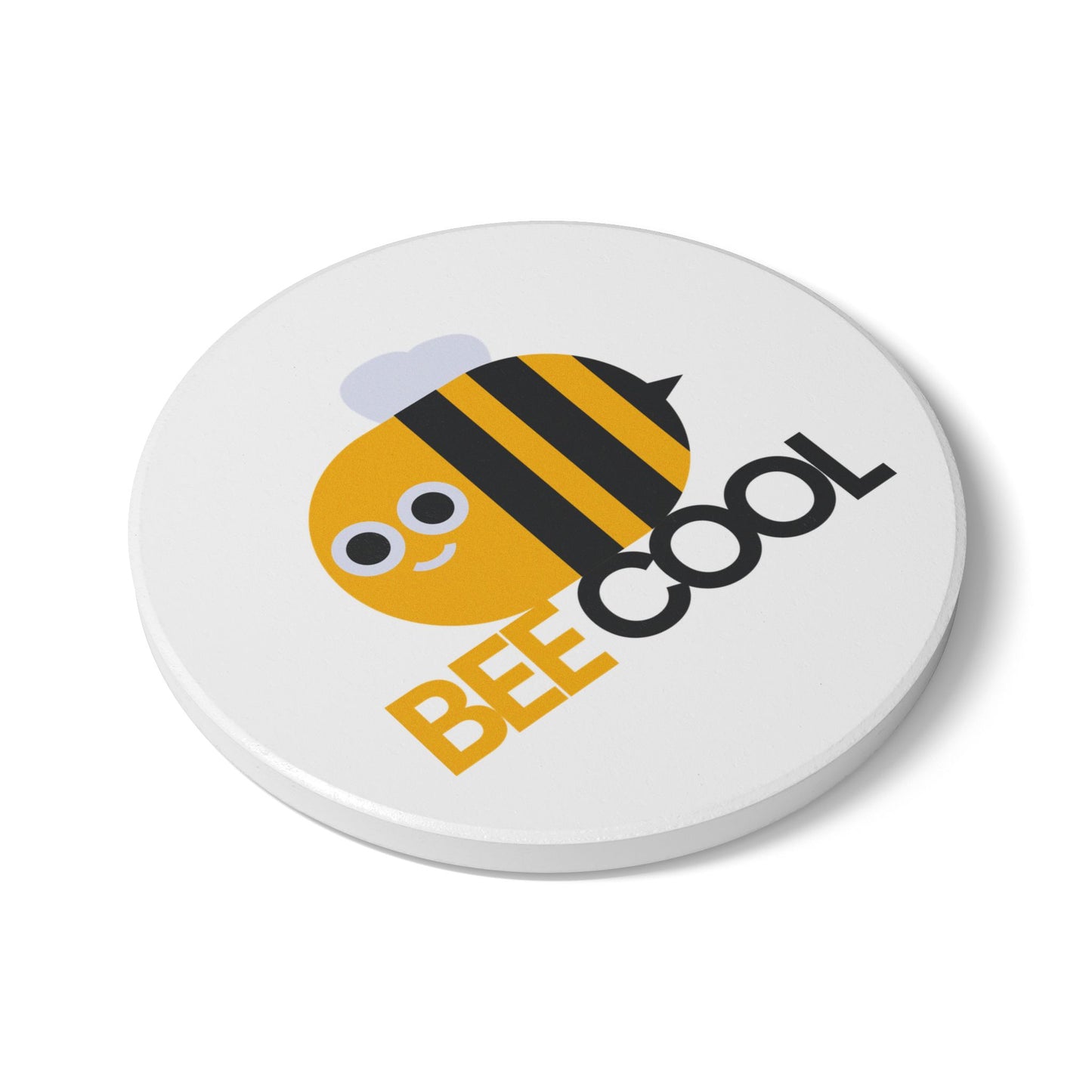 Bee Cool Ceramic Coaster - Cute Bee Design, Fun Drink Coaster for Home Decor, Gift for Bee Lovers, Summer Party Decor, Kitchen Essentials